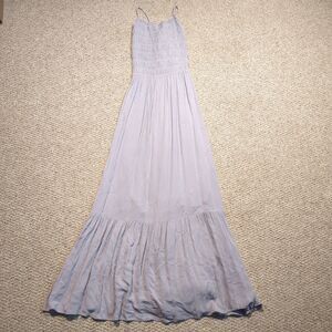 Z Supply Jazmin Maxi Dress Gray Smocked Bodice Flowy Boho Strappy